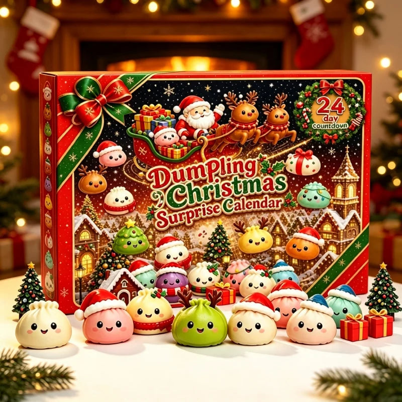 2026 Christmas Advent Calendar 24 Days Countdown Dumpling Squishy Stress Relief Fidget Mystery Surprise Gift Box Navidad Decor