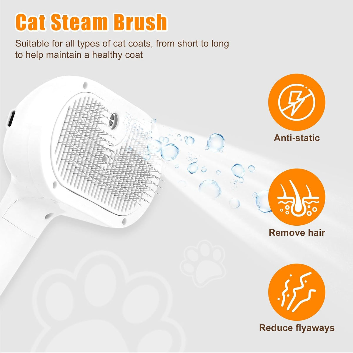 Pet Steam Brush for Dogs & Cats – Self‑Cleaning Anti‑Static Slicker