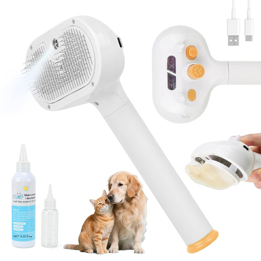 Pet Steam Brush for Dogs & Cats – Self‑Cleaning Anti‑Static Slicker