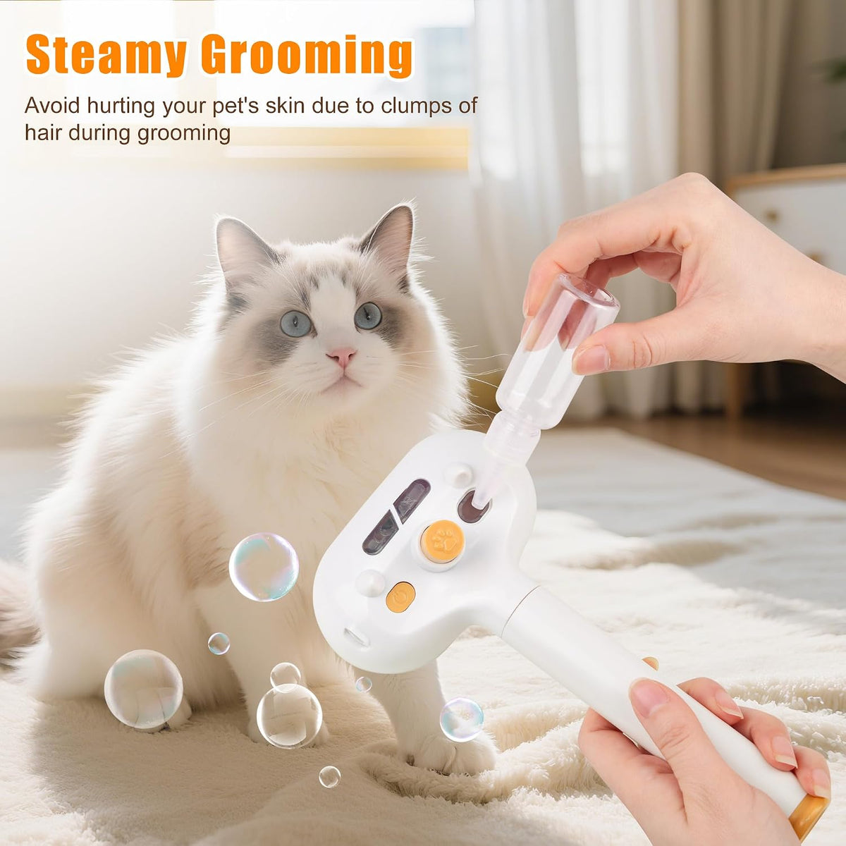 Pet Steam Brush for Dogs & Cats – Self‑Cleaning Anti‑Static Slicker