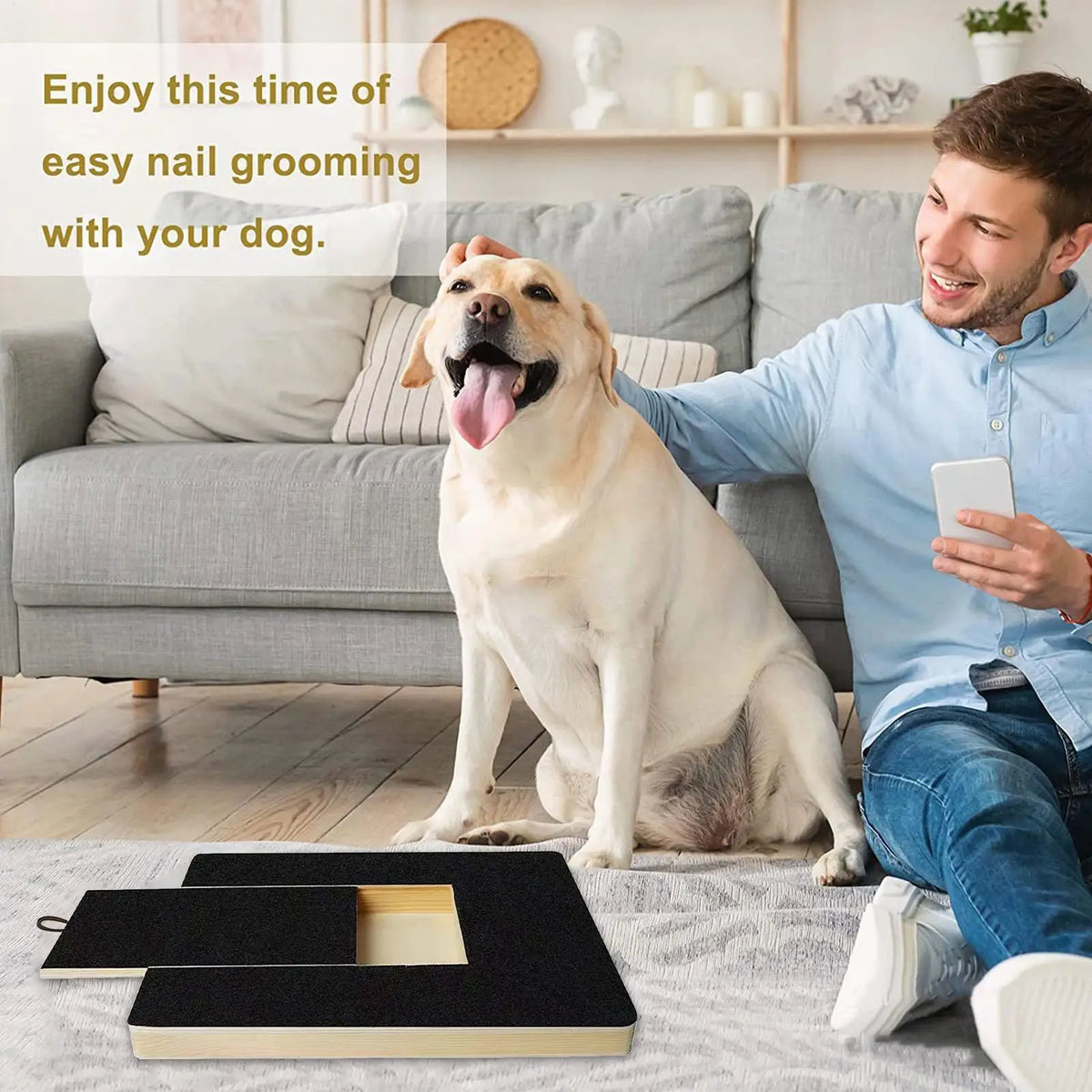 Dog Nail Scratch Board Nail Trim Pad Pull-Out Wooden Pet Scratching Board for Nail Trimming Self Scratcher Toy Safe Pet