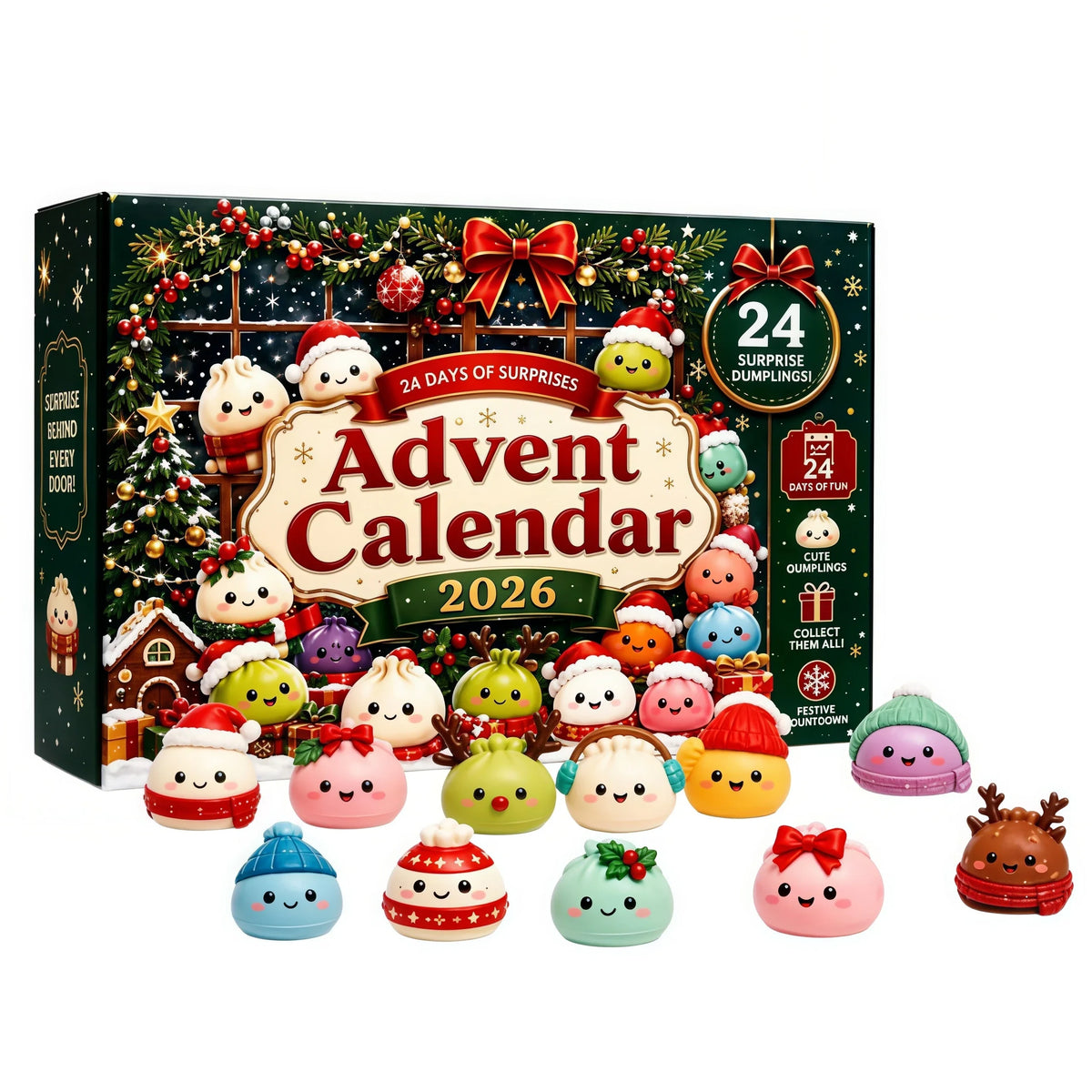 2026 Christmas Advent Calendar 24 Days Countdown Dumpling Squishy Stress Relief Fidget Mystery Surprise Gift Box Navidad Decor