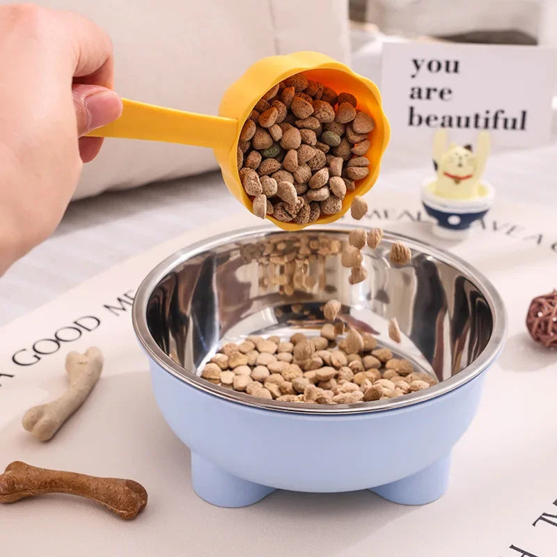 1/4PCS 600Ml Capacity Stainless Steel Pet Bowl: Detachable, Easy-Clean Dog & Cat Dish with Non-Skid Bottom for Secure
