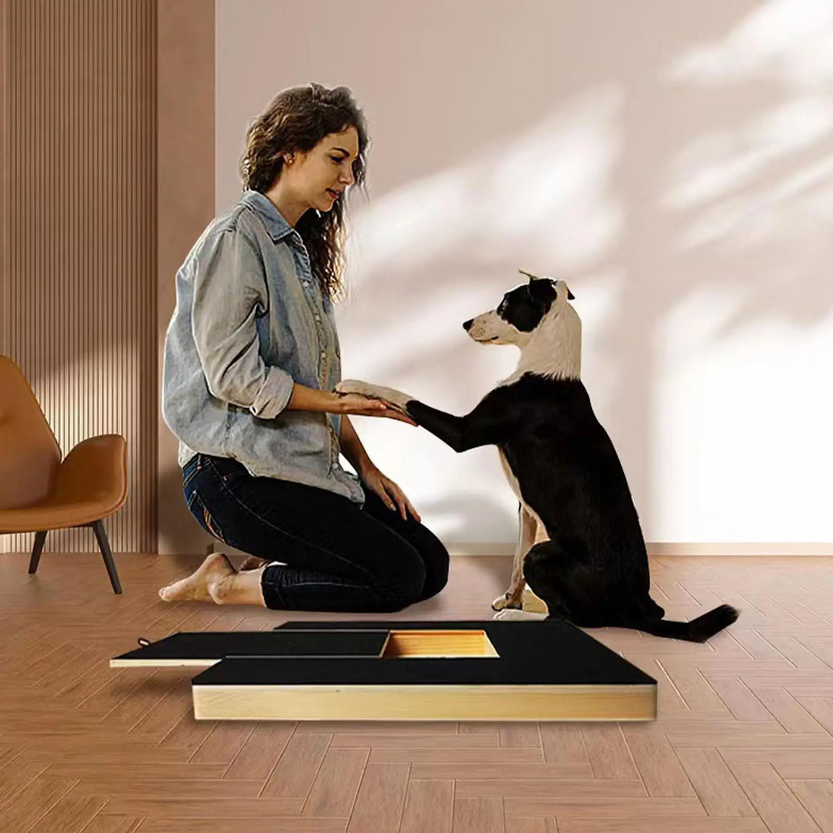 Dog Nail Scratch Board Nail Trim Pad Pull-Out Wooden Pet Scratching Board for Nail Trimming Self Scratcher Toy Safe Pet