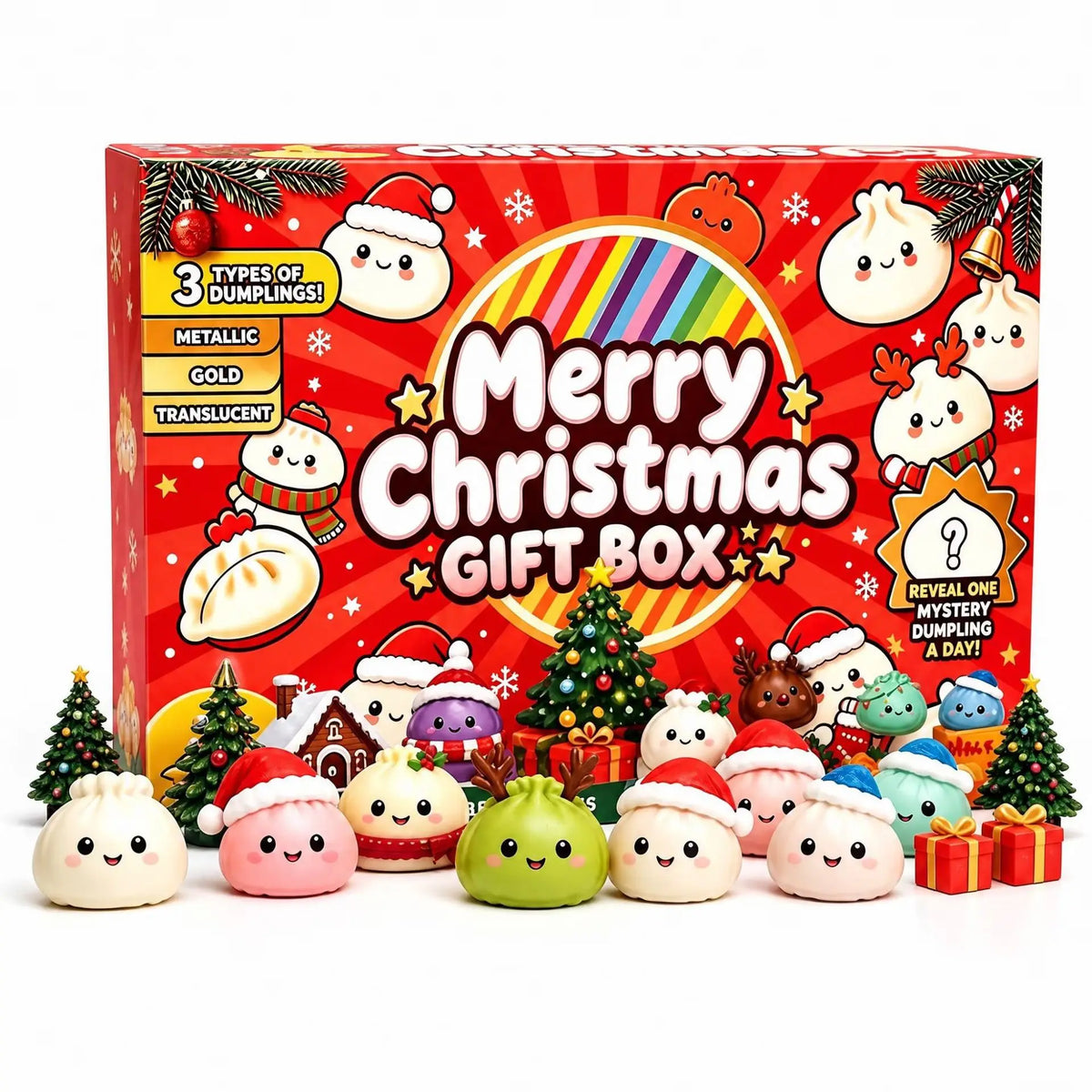 Christmas Countdown Advent Calendar 2026 24 Days Dumpling Squishy Toys Slow Rising Squeeze Sensory Fidget Holiday Decor